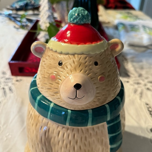 Bear Cookie Jar- 10” tall - Sleigh Bell Bistro - Picture 4 of 7